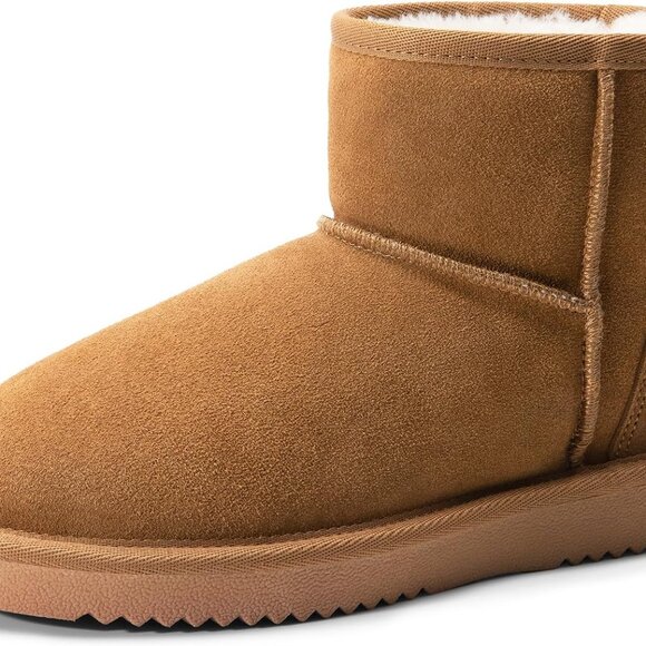Shoes - Women Snow Boots Genuine Suede Faux Fur Lining Water Resistant Anti-Slip Warm